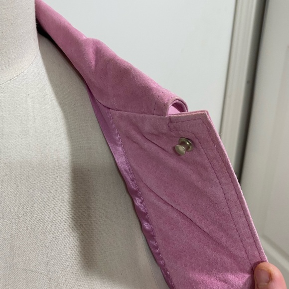 Vintage 90’s Denim and Co Pastel Pink Leather Button Down Jacket Medium - Picture 6 of 9